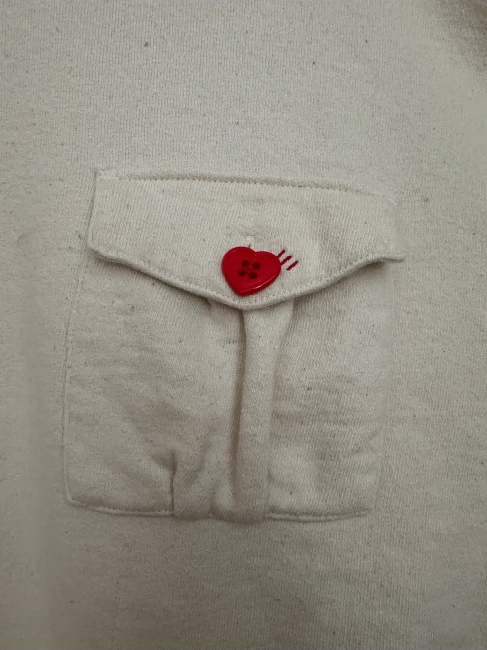 Human Made Cream Crewneck with Black Stencil and Red Heart Accent